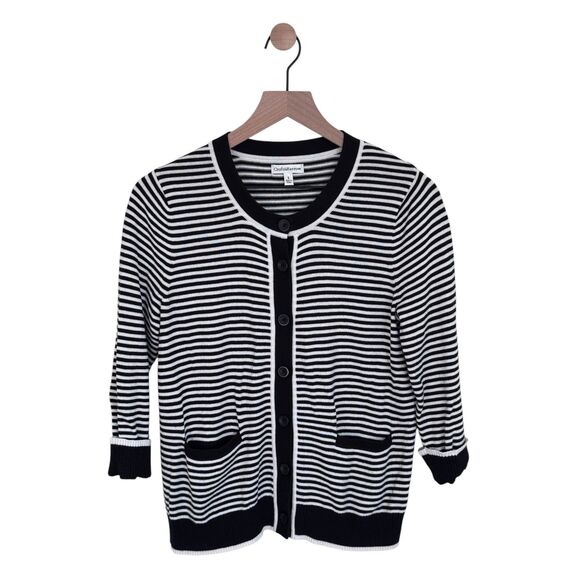 Croft & Barrow Women's Sweater Nautical Stripes Cardigan Small Button Up Pockets - Picture 1 of 4